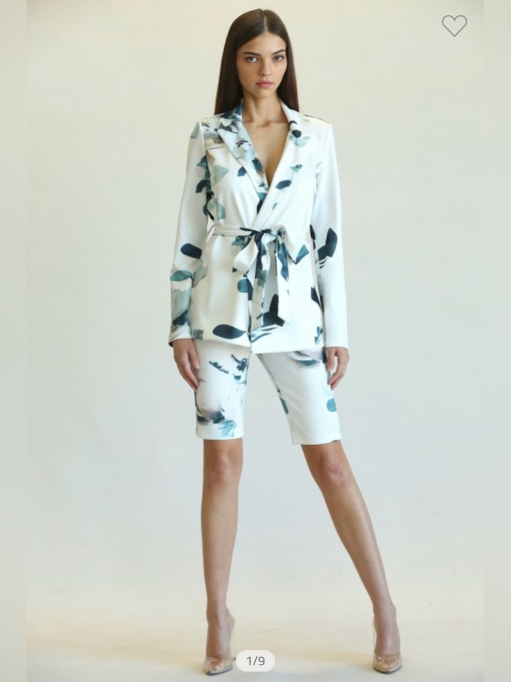 Women's White Floral Tie-Waist Blazer Jacket